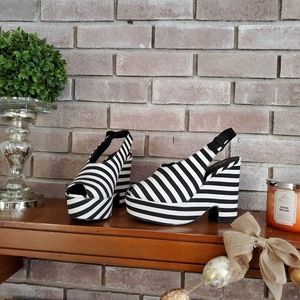 Kate Spade black and white peep toe